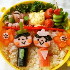 A picture of Girl's Festival Character Bento Decorative Hina Doll.