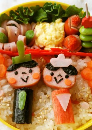 A picture of Girl's Festival Character Bento Decorative Hina Doll.
