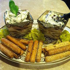 A picture of Olive, herb cheese spread.