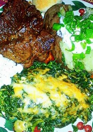 A picture of Cheesy Spinach Casserole.