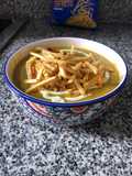 Cremita de auyama, habichuelas y carne