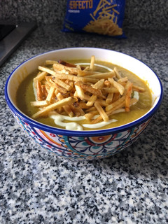 Una foto de Cremita de auyama, habichuelas y carne