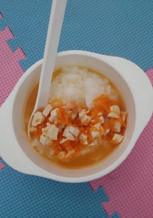 Foto resep Prawn porridge with tofu + carrot. MPASI 7+