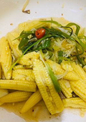 蒜炒玉米筍 - 快煮鍋10分鐘料理 的食譜成品照片