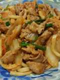 Stir-Fried Udon with Pork (or Beef) and Kimchi