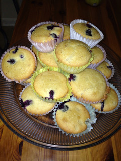 A picture of Gluten Free Banana & Blueberry Muffins.
