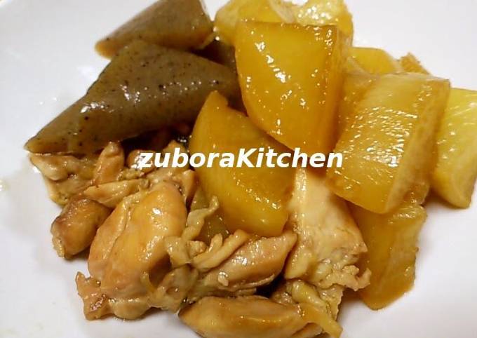 Simple Simmered Marinated Daikon Raddish and Chicken