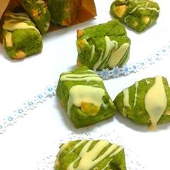 A picture of Matcha Scones with White Chocolate.