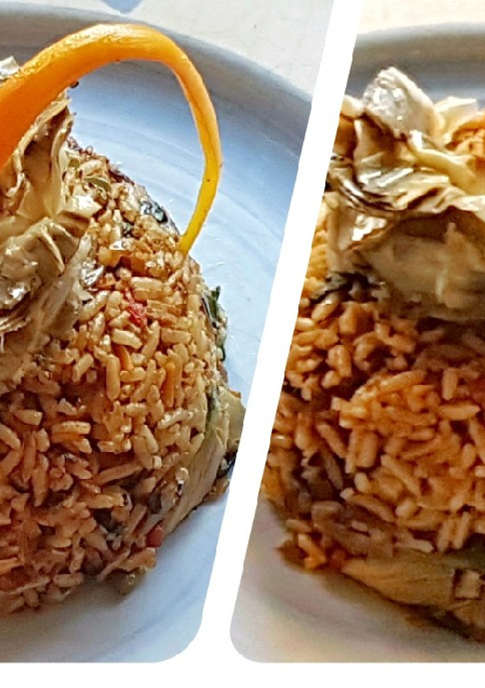Una foto de Arroz jazmín frito con verduras al curry (vegano)