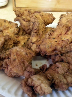 A picture of Crispy deep fried chicken strips.