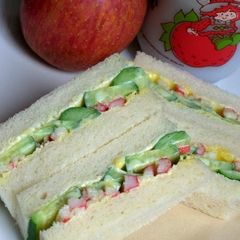 A picture of Crab Stick and Cucumber Sandwiches.