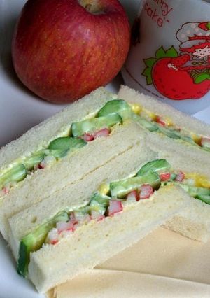 A picture of Crab Stick and Cucumber Sandwiches.