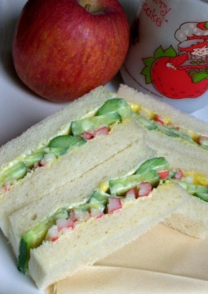 A picture of Crab Stick and Cucumber Sandwiches.