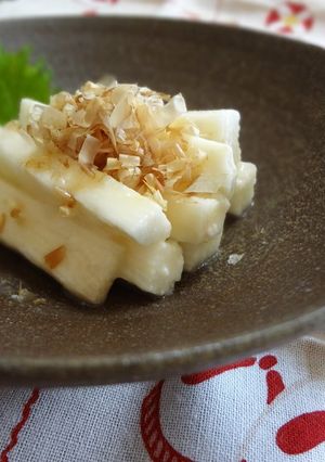 A picture of Nagaimo Pickled with Wasabi and Shio-Koji.