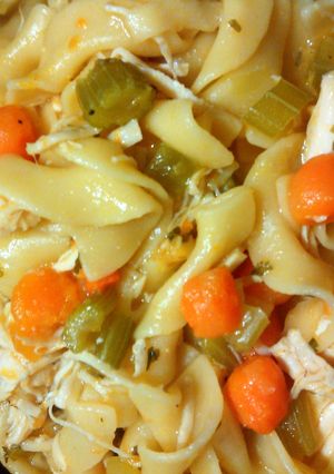 A picture of Chicken and noodles.