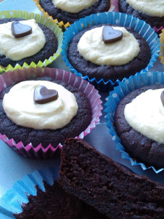 A picture of Vickys Red Velvet Cupcakes with Beetroot, GF DF EF SF NF.