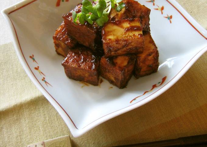 Fried Tofu Blocks in Sweet and Spicy Miso