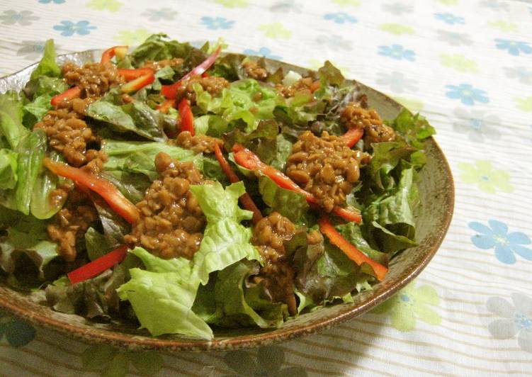 Easiest Way to Make Speedy Lettuce Salad with Sticky Natto Dressing