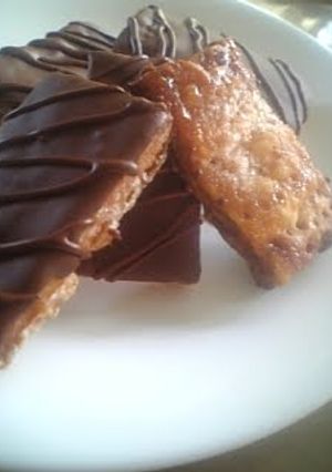 A picture of Easy!! Crispy Chocolate Dipped Puff Pastry.