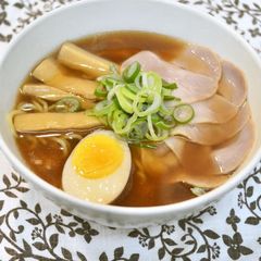 A picture of Soy Sauce Ramen Soup (Rearranged Simmered Pork Belly Cubes).