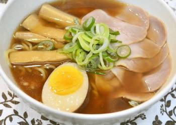 Easiest Way to Recipe Yummy Soy Sauce Ramen Soup Rearranged Simmered Pork Belly Cubes