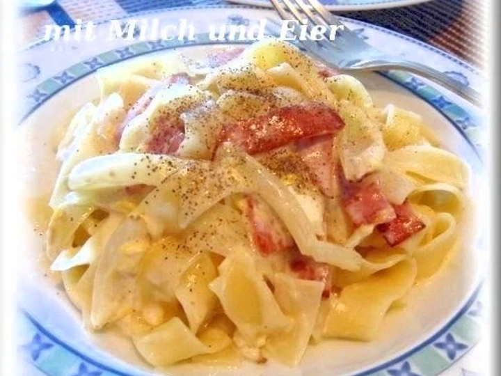 Recipe Easy Rich Pasta Carbonara with Milk and Whole Egg the Awesome  Tasty