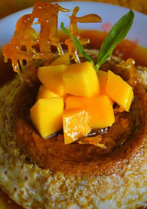 A picture of Mango Caramel Custard.