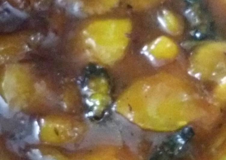 Raw mango launji in jaggery
