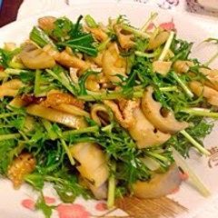 A picture of Macrobiotic: Kimpira Stir-Fry Salad with Mizuna and Lotus Root.