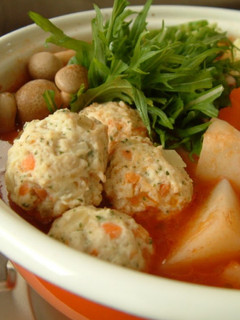 A picture of Cheesy Chicken Meatballs in a Western-Style Hot Pot.