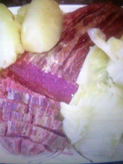 A picture of Irish style corned beef and cabbage.