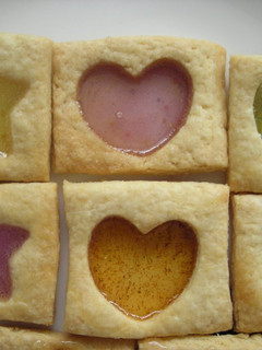 A picture of Stained Glass Cookies with Store-bought Candies.