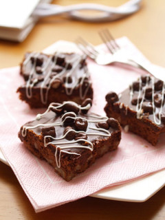 A picture of For Valentine's: Ganache Coffee Brownies with Chocolate Coated Barley Puffs.