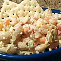 A picture of Seafood pasta salad.