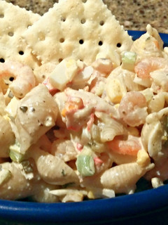 A picture of Seafood pasta salad.