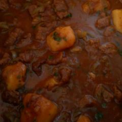 A picture of Brown beef stew.