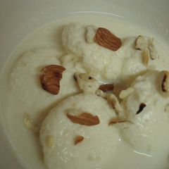 A picture of A Sweet Paneer and Milk Dessert: Ras Malai.