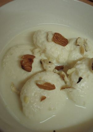 A picture of A Sweet Paneer and Milk Dessert: Ras Malai.