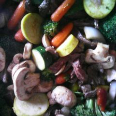 A picture of Beef and veggie medley.