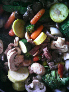 A picture of Beef and veggie medley.