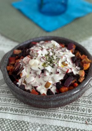 Céklás Édesburgonya fetamártásban recept fotója