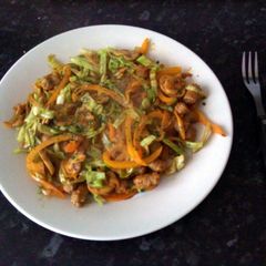 A picture of Stir Fried Cabbage and Pork Sausage.