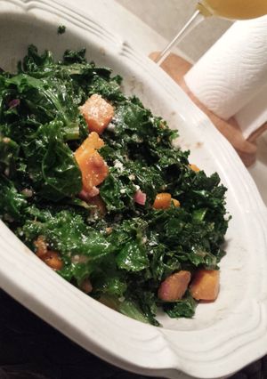 A picture of Kale and butternut squash salad.
