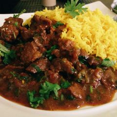 A picture of Mbuzi Curry & Turmeric Rice #CharityRecipe.