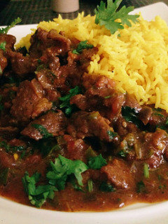 A picture of Mbuzi Curry & Turmeric Rice #CharityRecipe.