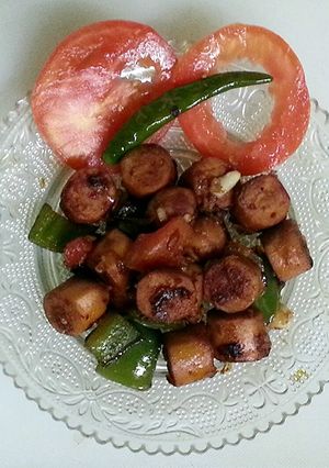 A picture of Arka's Chilli Sausages.