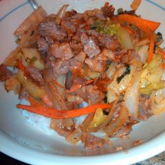 A picture of Amazing! boneless BBQ rib stir fry!!.
