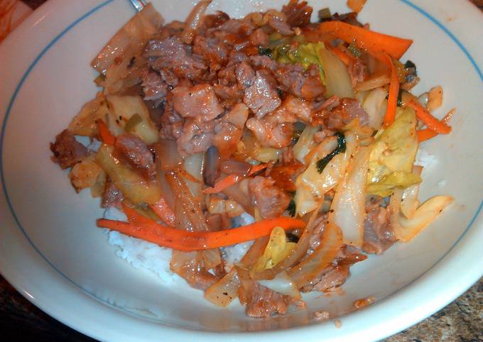 Easiest Way to Make Any-night-of-the-week Amazing! boneless BBQ rib stir fry!!