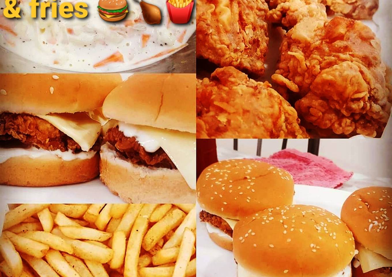 Burgers with broast and fries