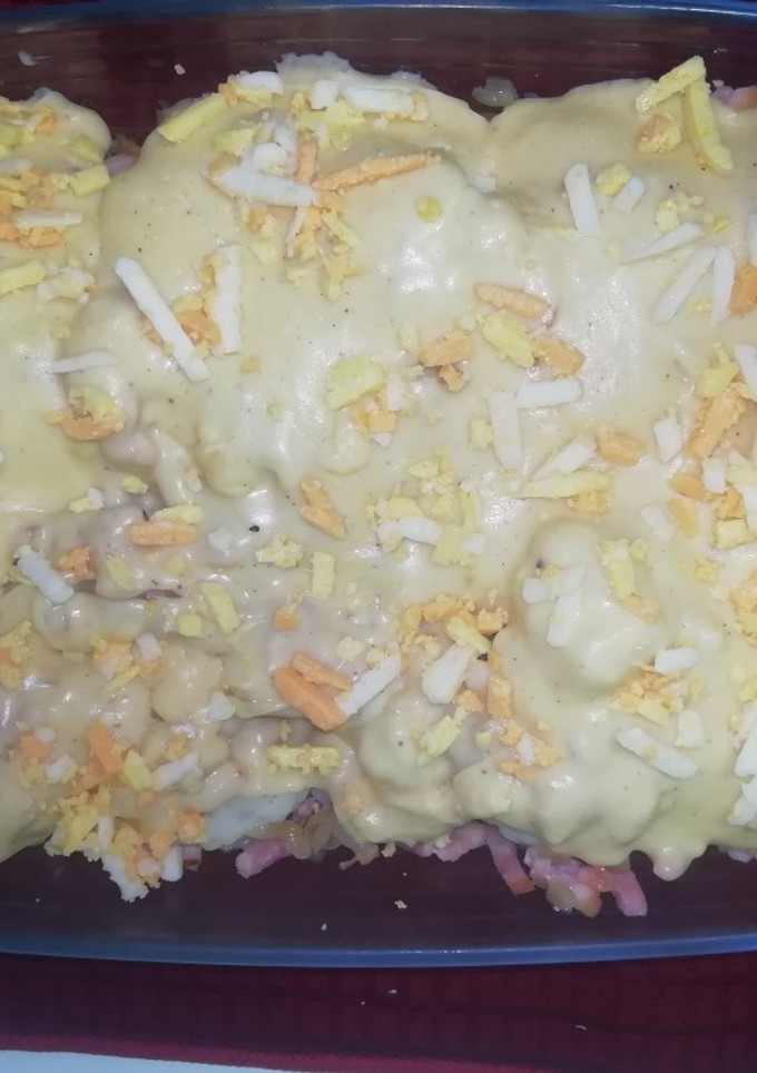 Una foto de Coliflor con bechamel y bacon